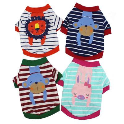 China Sustainable Pet Spring Summer Clothes Stripe Cotton Cartoon Print Schnauzer Teddy Dog Outfit for sale