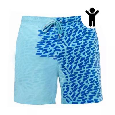 China Breathable Swim Trunks For Kids Custom Logo Color Change Stone Print Link Front Daddy And Me Swim Trunks for sale