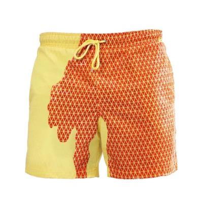 China 2021 Famous Brand Color Change Plaid Print Breathable Designer Swim Trunks Front Men Swim Trunks for sale