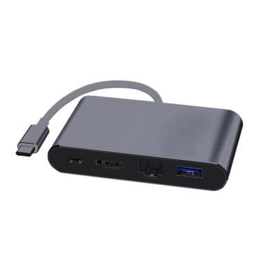 China Data Transfer+Video Output+Charging Type-c 4 in 1 Ethernet Multifunction High Quality Adapter to Usb-A+Hd+Rj45+Pd Hub usb c docking station type-c hub for sale