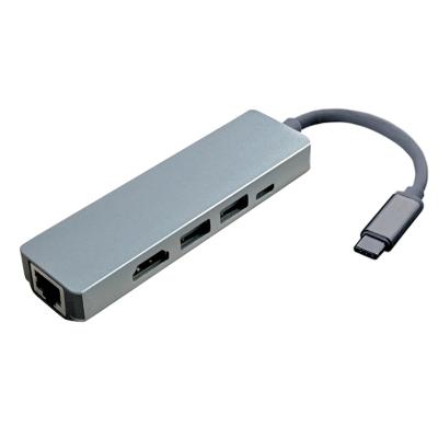 China New High Quality Professional Data Transfer PD USB 3.0 HD Fast Charger Mobile Devices Computer Mode To Type-C Ethernet Adapter RJ45 Hub for sale