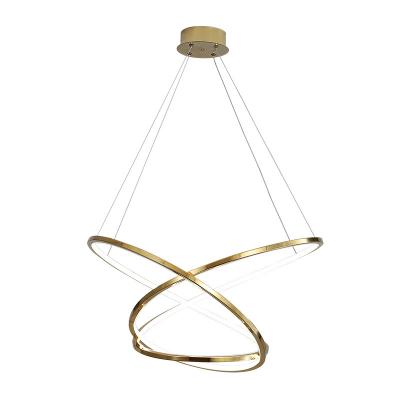 China Modern Creative Simple Dining Chandelier High Efficiency Stainless Steel Clover Light Art Chandelier 360 Degrees Led Pendant Light for sale