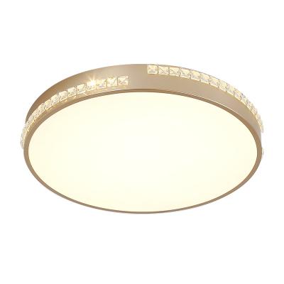 China Surface Mounted Creative Crystal Iron Ceiling Light Gold Round LED Hotel Bedroom Light for sale