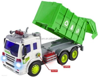 China Friction Powered 1:16 Friction Powered Garbage Truck Toy With Lights And Sounds For Kids for sale