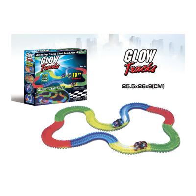 China Flexible Slot Toy 220 Pcs Racing Car Track With Glowing LED Racing Cars Toy for sale