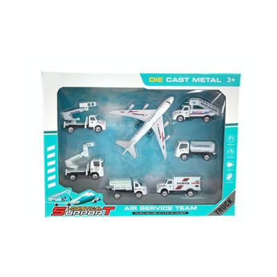 China Toy Gift Diecast Package Diecast Alloy Airplane Airport Playset With Trucks Toy for sale