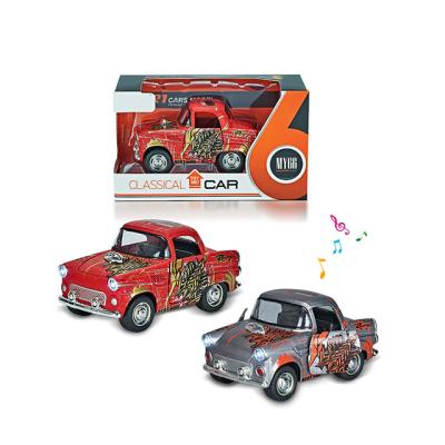 China Simulation Model Pull Back Open Door Truck Toys Children Kids with Light and Music 1:38 Mini Graffiti Diecast Model Cars for sale