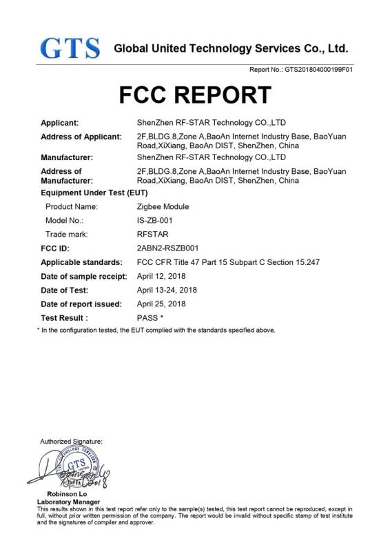 FCC - Shenzhen RF-Star Technology Co., Ltd.