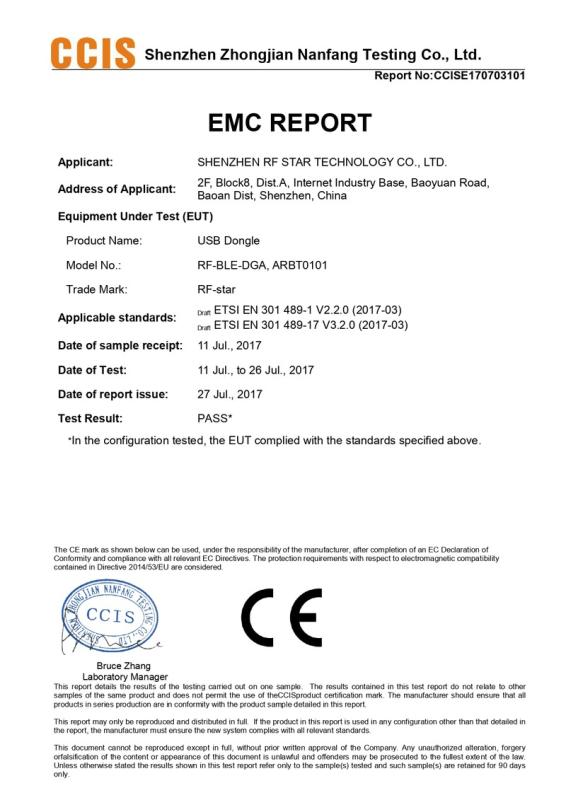 CE - Shenzhen RF-Star Technology Co., Ltd.