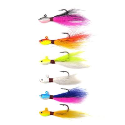 China 3D eyes bucktail jig saltwater fishing lure 6 pieces 1/2 oz 1/4 oz 3/8 oz 1 oz for sale