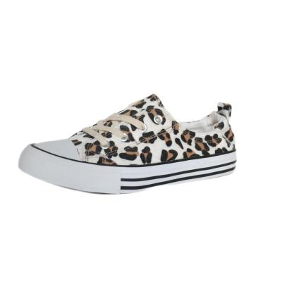 China CUSHIONING Women Fashion Leopard Vulcanized Sneaker Women Causal Walking Shoes Lightweight Breathable Canvas Flat Walking Sneaker for sale