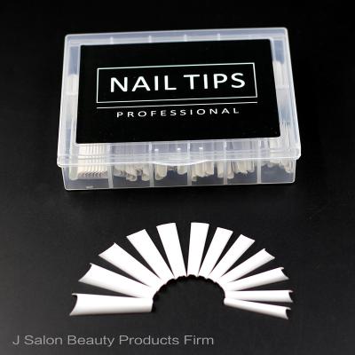 China French 120 Pcs / Box Long Coffin Color Natural False Nails Full Cover Gel Salon Manicure Nail Tips for sale