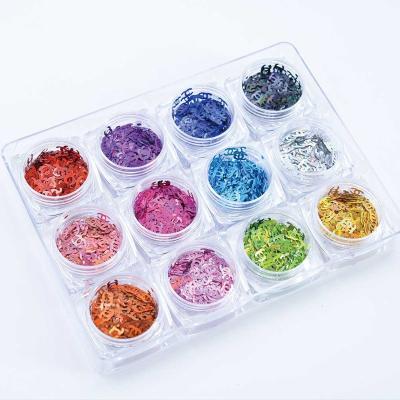 China 12 Sequin Bottle/Box Glitter Sequin For Nail Art Logo Glitter CC Powder for sale