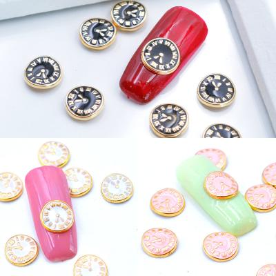 China Wholesale 3d metal nail art decoration accessories machine style design clocks nails time punk for sale