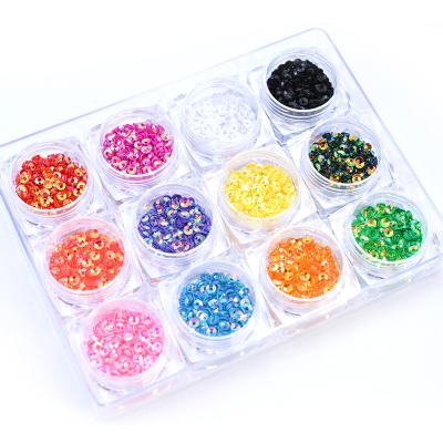 China 12 Plastic Bottles / Nail Glitter Art Decoration Set Metal Slices for sale