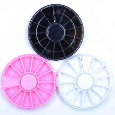 China Plastic Round Box 12 Grid Nail Decoration Storage Box Sticker for sale