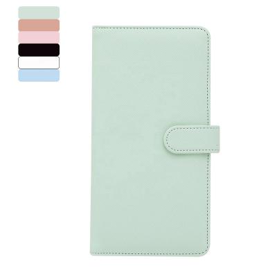 China SLIM Ringless Contract Dusty Pink Black Peach Blue Teal Saffiano Print Vegan Leather Buckle Closure Folder for Checks, Passports and Notes for sale