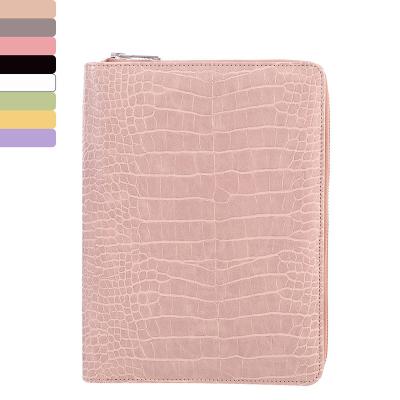 China Zipper Closure Crocodile A5 Folio Clutch Agenda Cover Folder for Half-letter/junior ringless/A5 notebooks, bible/planners for sale