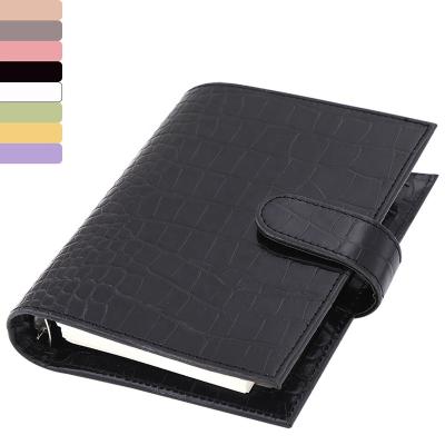 China Hot New Small A7 Crocodile Buckle Closure Organizer Planner Notebook Wallet Leather Binder as Refillable Planner Cover for sale