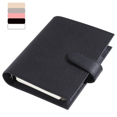 China Hot New Natural Lychee Mill Buckle Closure Leather Planner 6 Rings A7 Rings Portfolio Binder with A7 Envelopes, Inserts and Guard Available for sale