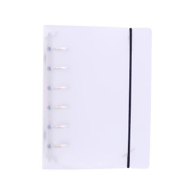 China Elastic Band Closure Portable Small 6 Ring A7 Transparent Plastic Binder for A7 Inserts, Bible/Planners for sale