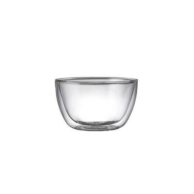 China Double Wall Glass Viable Salad Bowl Reusable Mini Dessert CupHigh Borosilicate Glass Bowl for sale