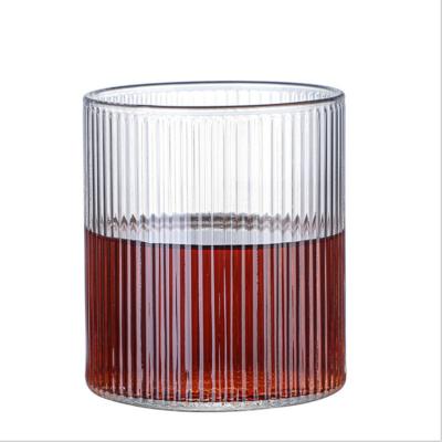 China Japanese Creative Water Viable Transparent Heat Resistant Glass Cup Vertical Stripes Wine Glass Whiskey Drinking Glasses for sale