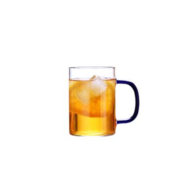 China Sustainable Glass Coffee Mugs Drink Mugs Clear Espresso Cups With Handle Colored Drinking Glassware for sale