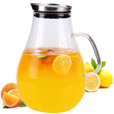 China Ultra-large Capacity Viable Water Jug For Milk Juice Ice Tea Multifunctional Glass Pitcher With Stainless Steel Lid for sale