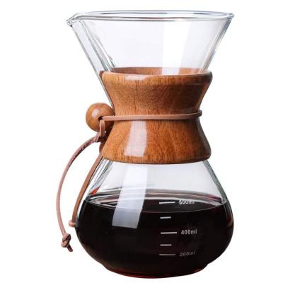 China Sustainable Handmade Heat Resistant Glass Coffee Pot Hand Drip Glass Coffee Maker Pour Over Coffee Maker for sale