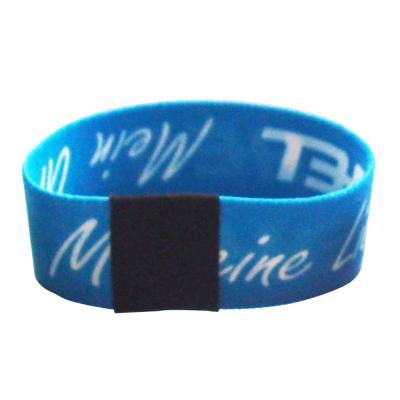 China Eco-friendly custom funky fancy polyester fabric elastic custom events wristband for sale for sale