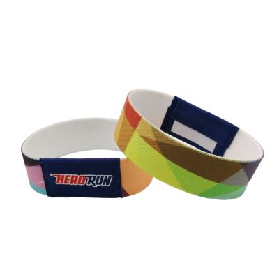 China Holiday decoration & Custom factory polyester fabric gift RFID elastic fabric wristband passive rfid nfc wristband for sale