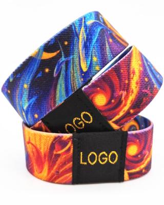 China 2021 Wholesale Polyester Heat Transfer Eco-friendly Elastic Wristband Customized Fabric Printing Elastic Wrist Band For Event for sale