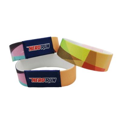 China Eco-friendly custom sublimation printing elastic fabric polyester wristband event wristband for party with logo for sale