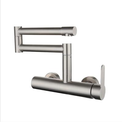 China 304 Stainless Steel Modern Wall Mounted Brushed Mixer 2 Hole Kitchen Faucet Faucet For Hotel And Restaurant for sale