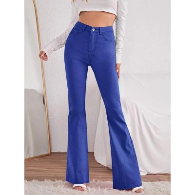 China Breathable #Mingyang# Solid High Waist Flared Wide Leg Jeans Pants for sale