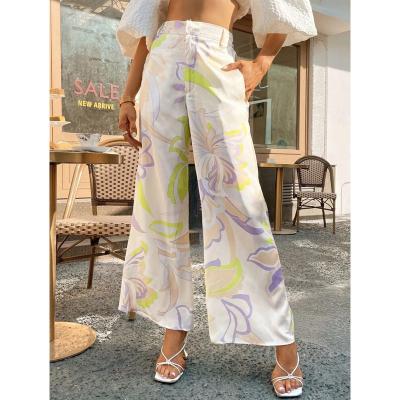 China QUICK DRY #Mingyang# Random Floral Print Belted Wide Leg Pants for sale