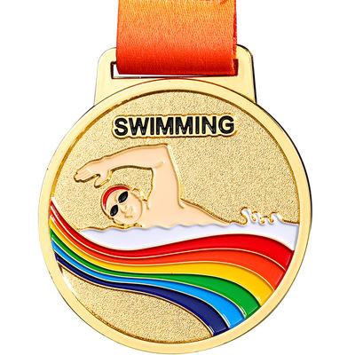 China Promotional Souvenir Zinc Alloy Gold Europe Champion Medallion 3D Sports Swimming Medals for sale