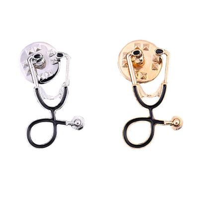 China Hot Selling Europe Metal Souvenir Gift Badge Doctor Nurse Lapel 3d Pins Stethoscope Pin for sale