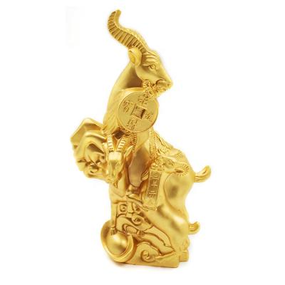 China Custom Chinese Traditional Color Animal Metal Gold Decoration 3d Perfume Car China Shape Sheep Vivid Statue for sale