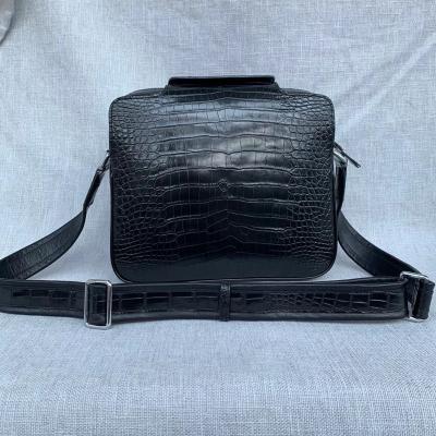 China Exotic Real Alligator Skin Men Single Shoulder Bag Authentic Real Crocodile Leather Satchels Purse Male Messenger Bag for sale