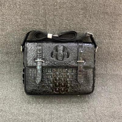 China Authentic Crocodile Skin Men Satchels Purse Flap Bag Single Shoulder Bag Genuine Alligator Leather Male Messenger Bag for sale