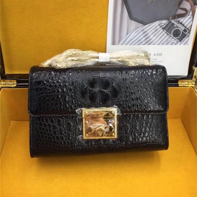 China Exotic Crocodile Skin Women's Small Purse Genuine Alligator Leather Lady Flap Bag Chain Belt Female Cross Shoulder Bag for sale