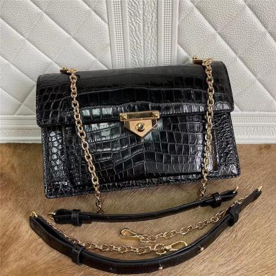 China Authentic Crocodile Belly Skin Women Flap Purse Genuine Alligator Leather Lady Messenger Bag Female Single Shoulder Bag for sale