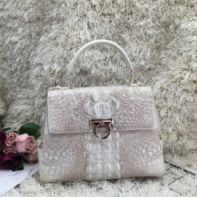 China Authentic Crocodile Skin Lady White Purse Genuine Alligator Leather Women Single Shoulder Bag Female Three-way Handbag for sale