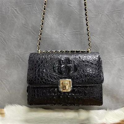 China Authentic Crocodile Skin Women Small Flap Purse Genuine Alligator Leather Lady Chain Bag Female Single Shoulder Bag for sale