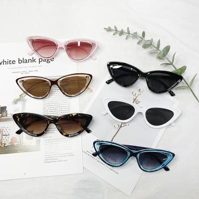 China Cat Eye Fashion Plastic Frame Cat Eye Sunglasses Custom Private New Retro Small Women Sunglasses With Cases for sale