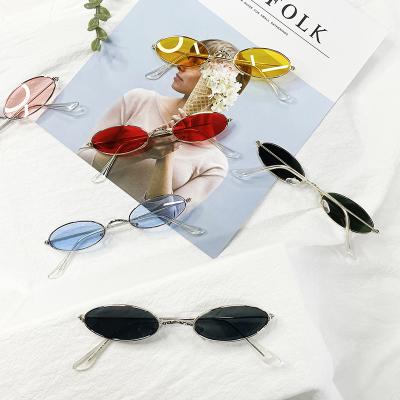 China Oval Men Retro AC Multicolor Lens Women Small Oval Designer UV400 Metal Frame Sunglasses for sale