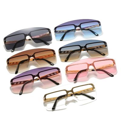 China Custom Retro Fashionable Colorful Frame Metal Frame Sunglasses Name Style Women One Piece Fashion Shade Sun Glass Sunglasses for sale