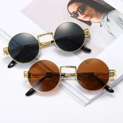 China Steampunk Sunglasses 2021 Metal Round Vintage Steampunk Eyewear Shade Glass Gothic Sunglasses UV400 Retro for sale